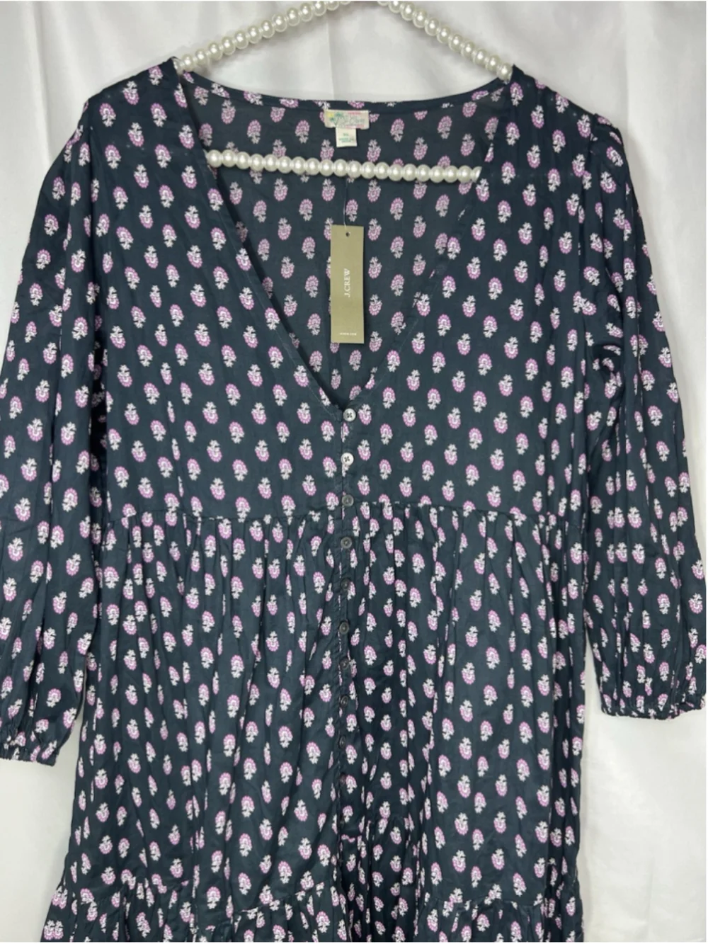J Crew Tiered Cotton Voile Beach Dress In Best Buds Womens Size XS Lightweight